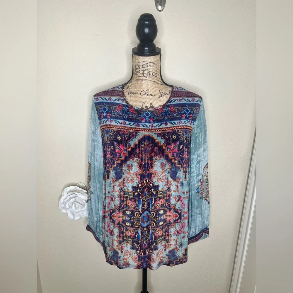 NTM: Anthropologie Vineet Bahl Prudence Blouse with Embroidery & Multicolor Sz M